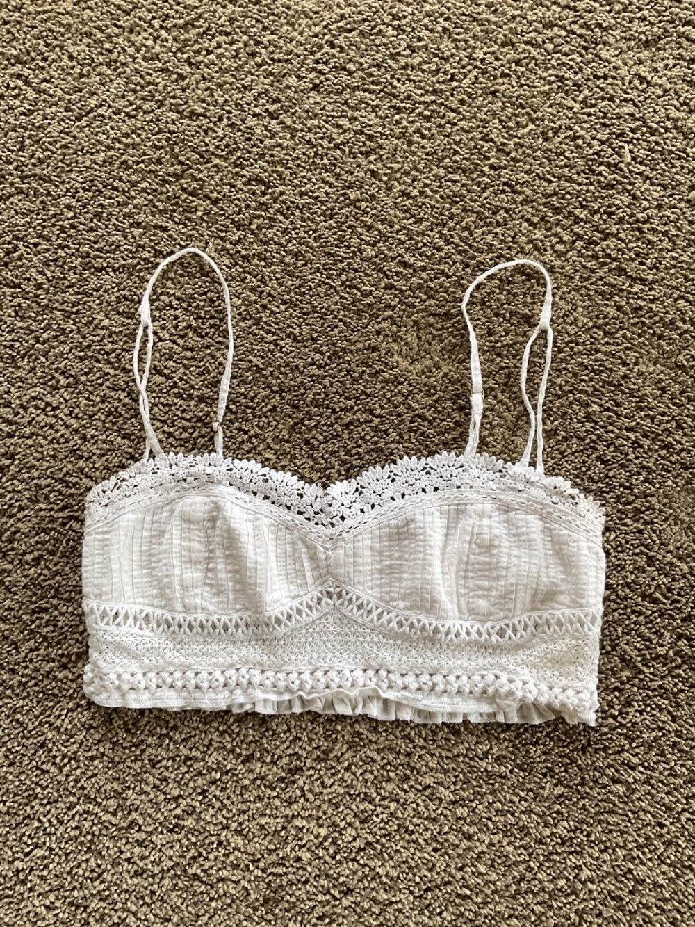 Free People Crochet White Bralette Size Medium
